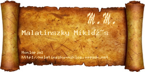Malatinszky Miklós névjegykártya