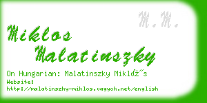 miklos malatinszky business card